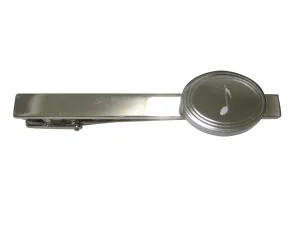 Silver Toned Oval Etched Single Quaver Musical Note Tie Clip