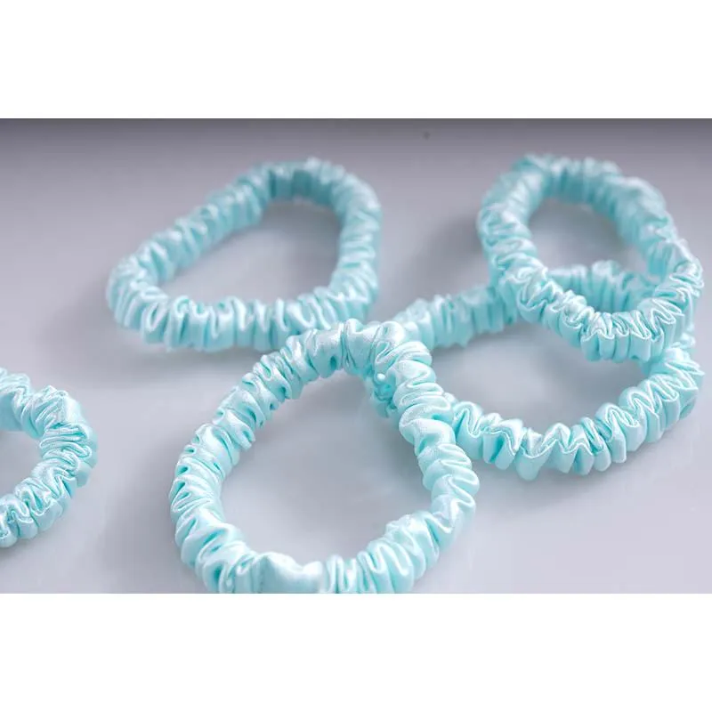 Skinny silk hair ties - Pale Blue - 6 pack - dropshipping