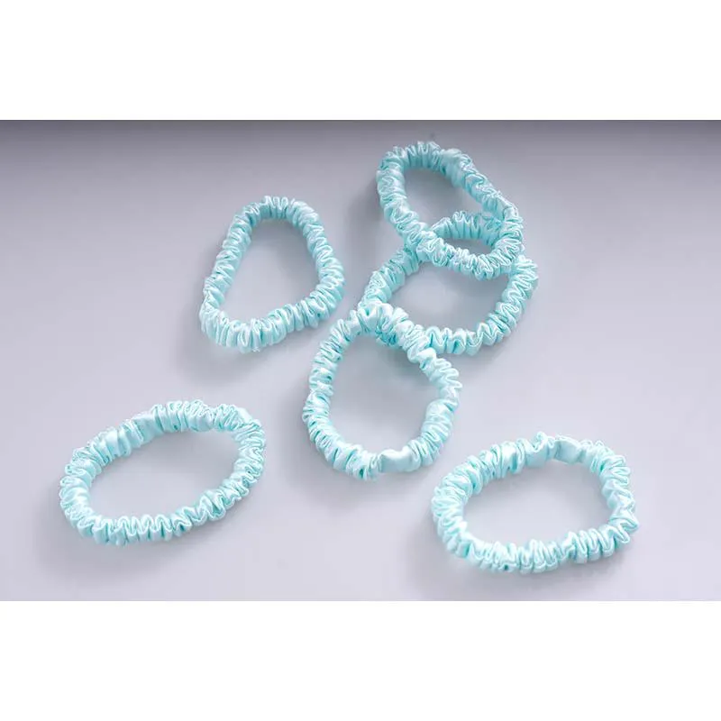 Skinny silk hair ties - Pale Blue - 6 pack - dropshipping