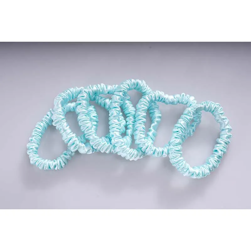 Skinny silk hair ties - Pale Blue - 6 pack - dropshipping