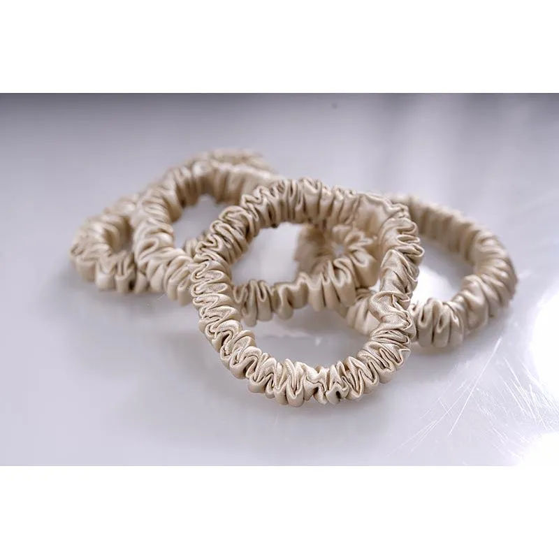 Skinny silk scrunchies - Beige - 4 pack - dropshipping