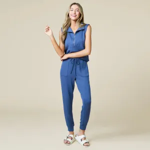 Softies Pure Dream 1/4 Zip Jogger Set-Indigo