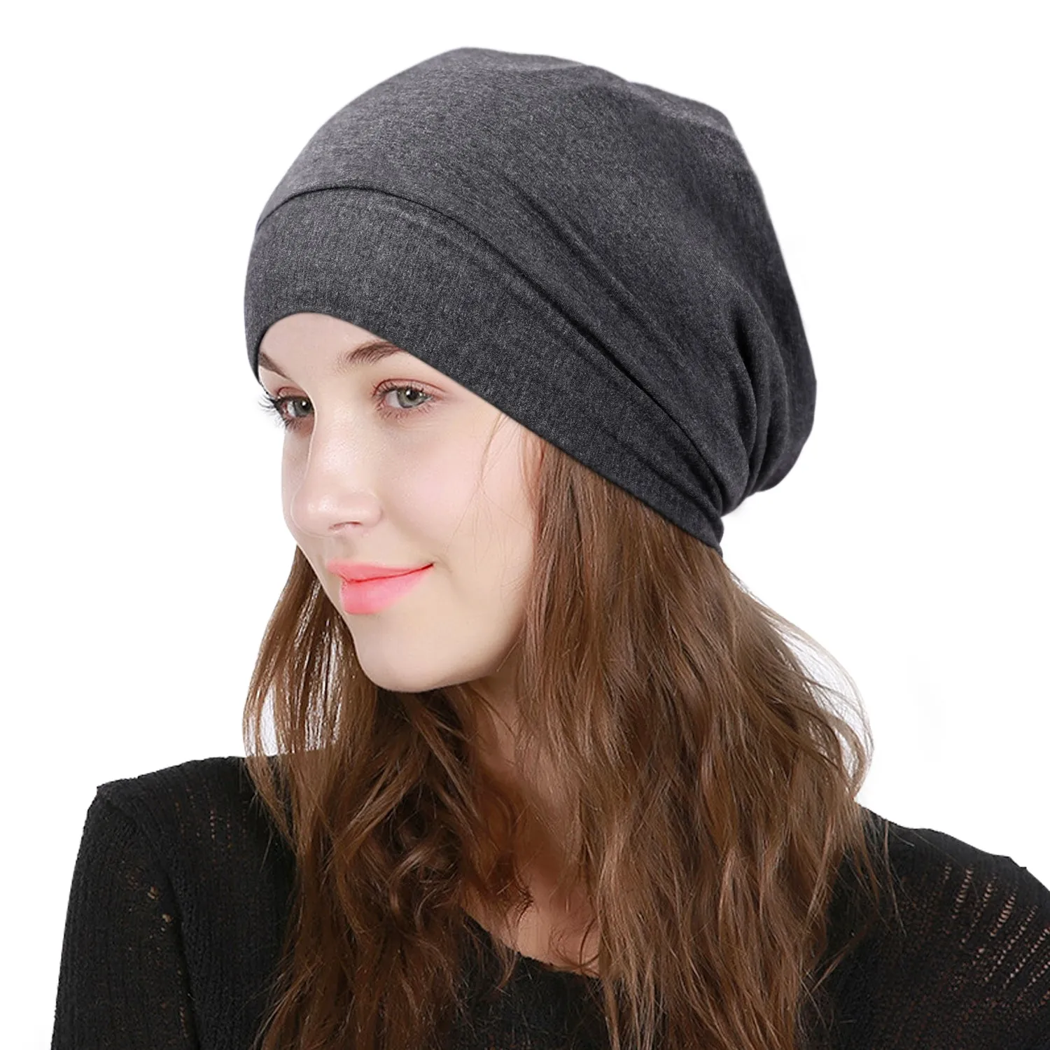 SoftJASGOOD  Cotton Sleep Cap for Women Beanie Hat Night Cap Fashion Slouchy Beanie Headwraps