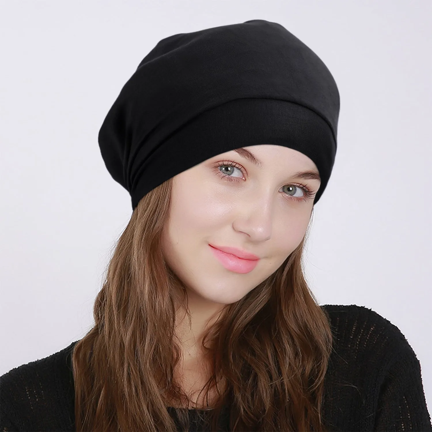 SoftJASGOOD  Cotton Sleep Cap for Women Beanie Hat Night Cap Fashion Slouchy Beanie Headwraps