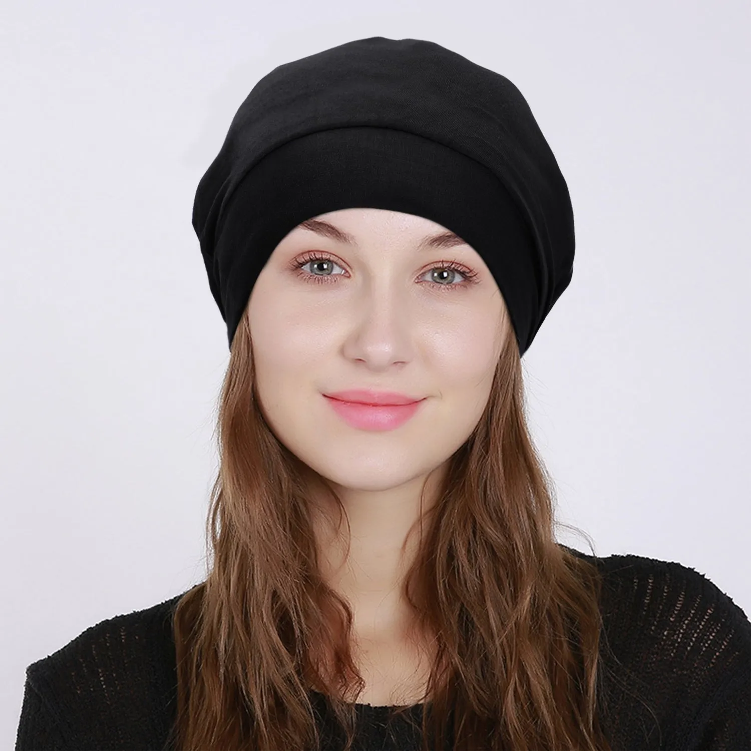 SoftJASGOOD  Cotton Sleep Cap for Women Beanie Hat Night Cap Fashion Slouchy Beanie Headwraps