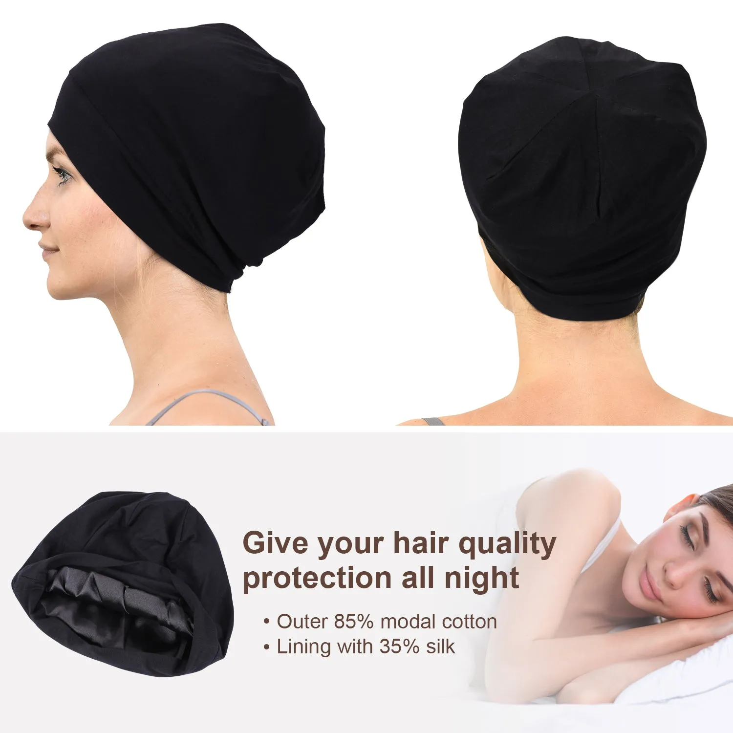 SoftJASGOOD  Cotton Sleep Cap for Women Beanie Hat Night Cap Fashion Slouchy Beanie Headwraps