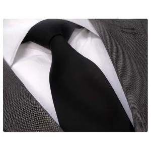 Solid Black Mens Designer Silk Necktie with Gift Box - Premium Quality made in Europe