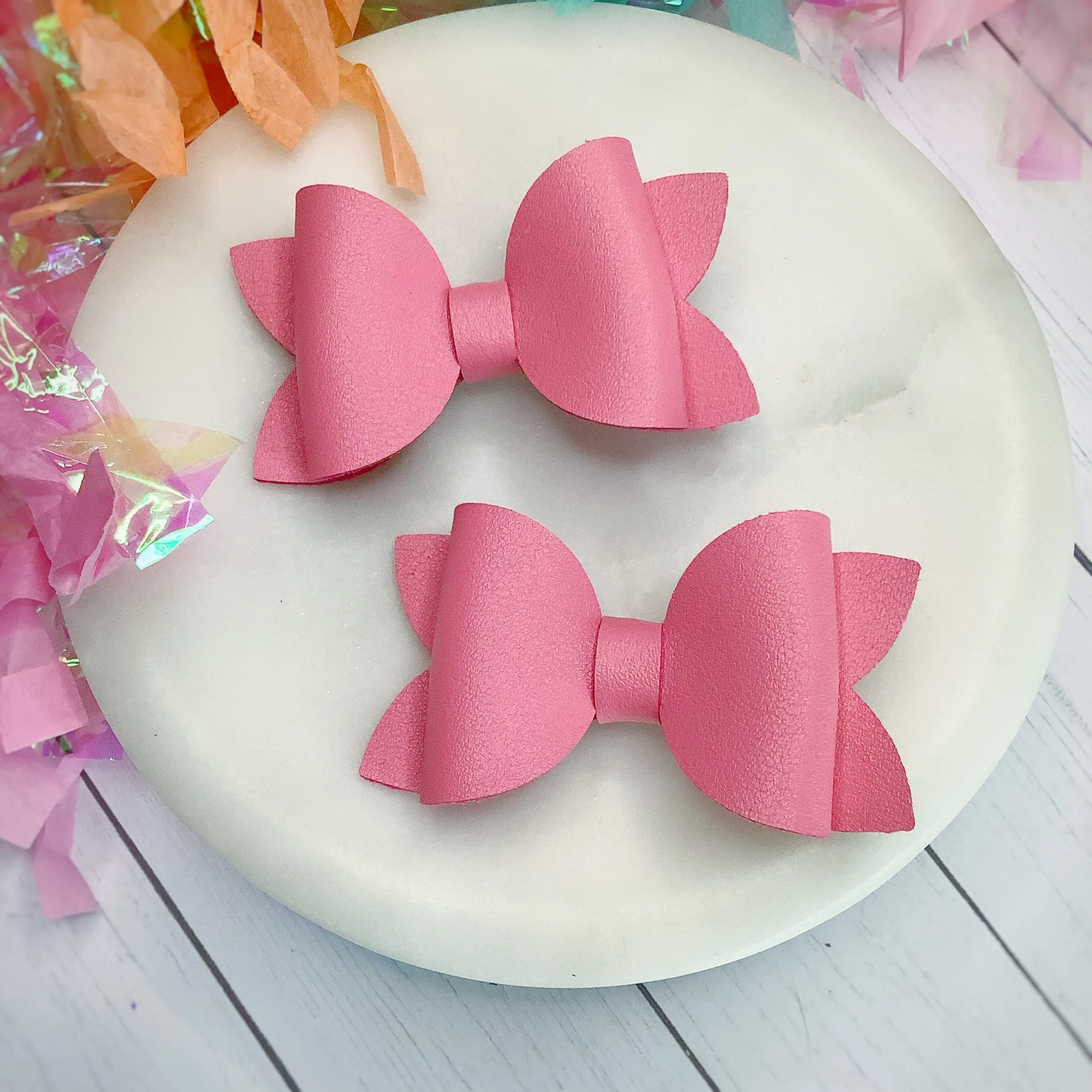 Solid Faux Smooth Leather Riley Bow Collection