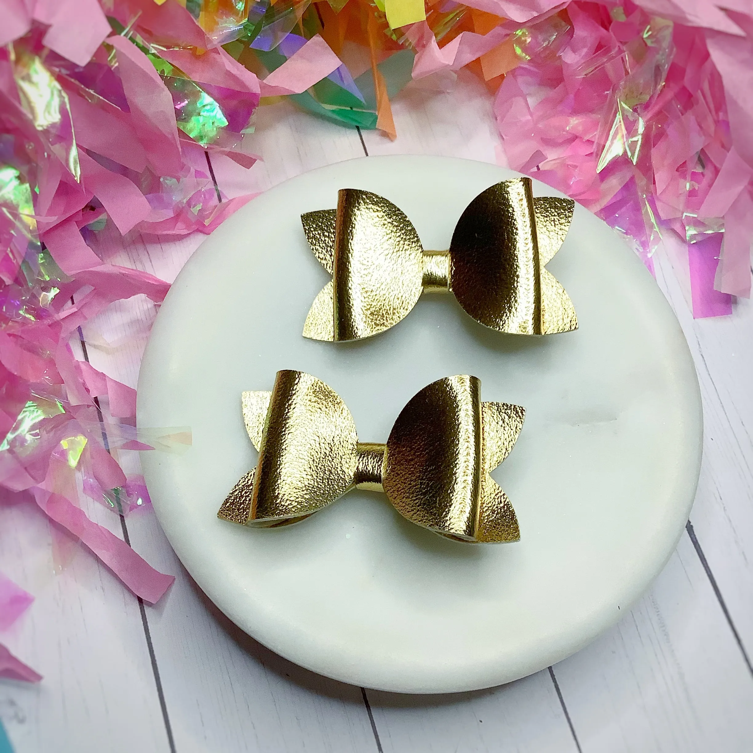 Solid Faux Smooth Leather Riley Bow Collection