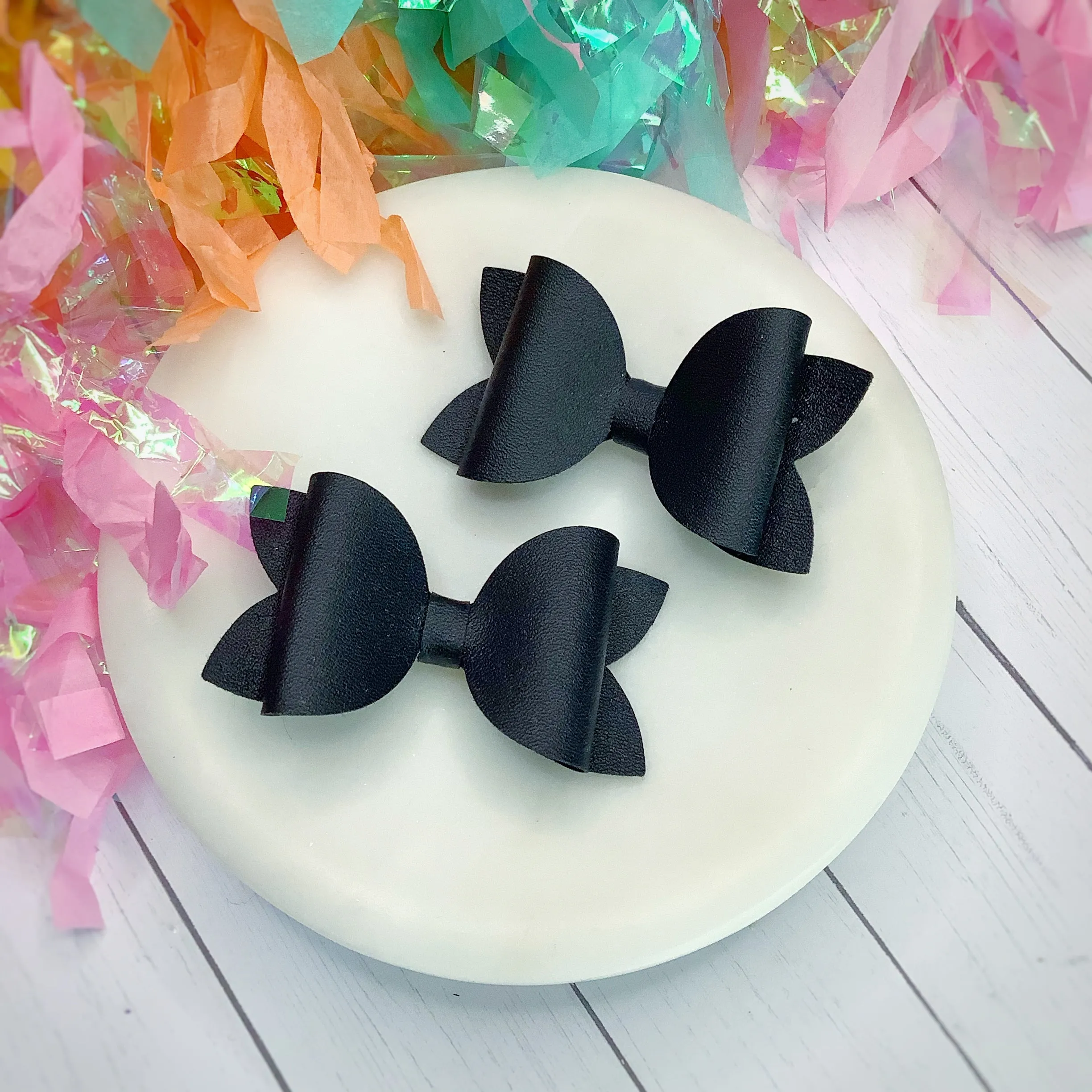 Solid Faux Smooth Leather Riley Bow Collection