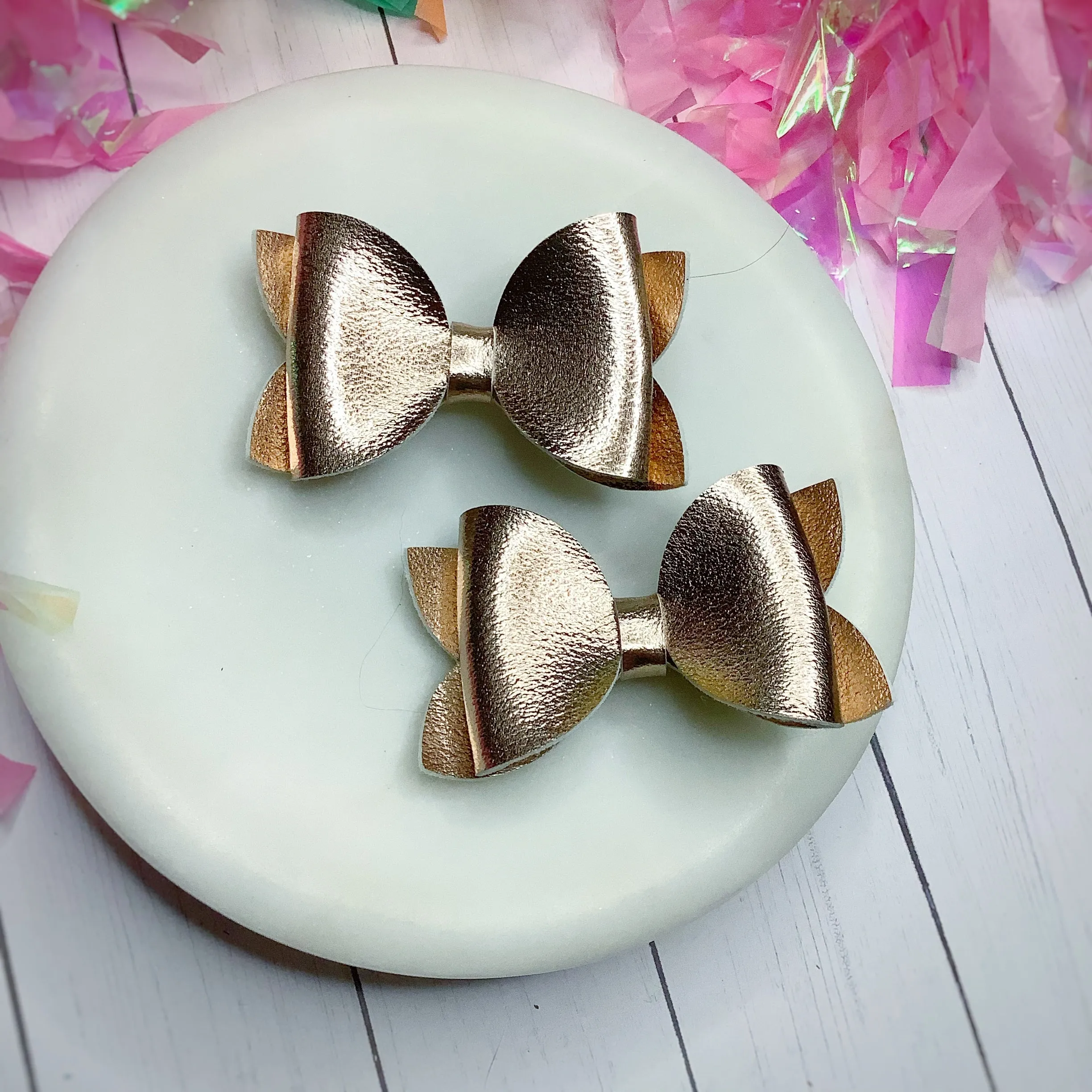 Solid Faux Smooth Leather Riley Bow Collection