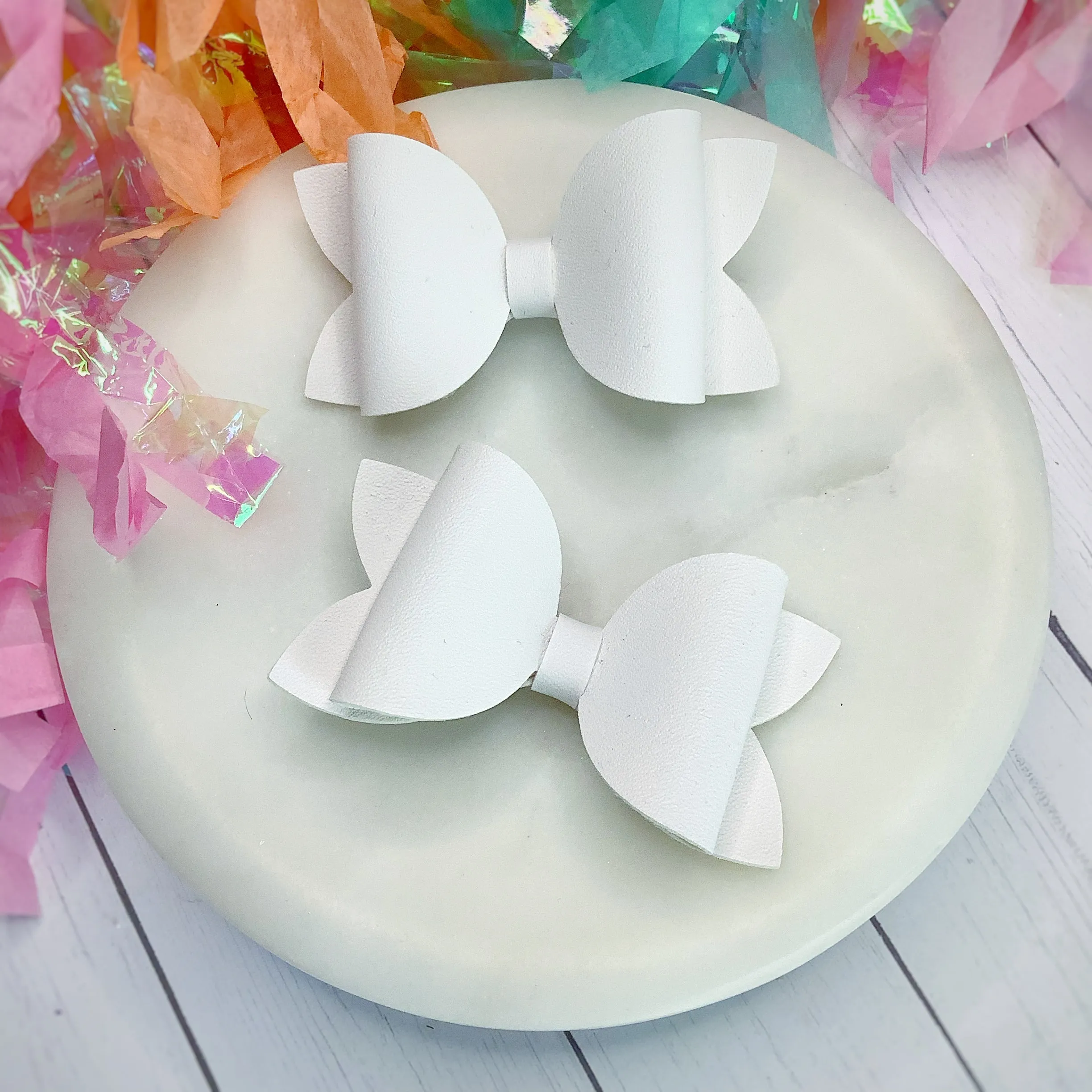 Solid Faux Smooth Leather Riley Bow Collection