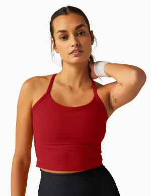 SPACEDYE SLIM RACERBACK CROPPED TANKRUBY RED HEATHER