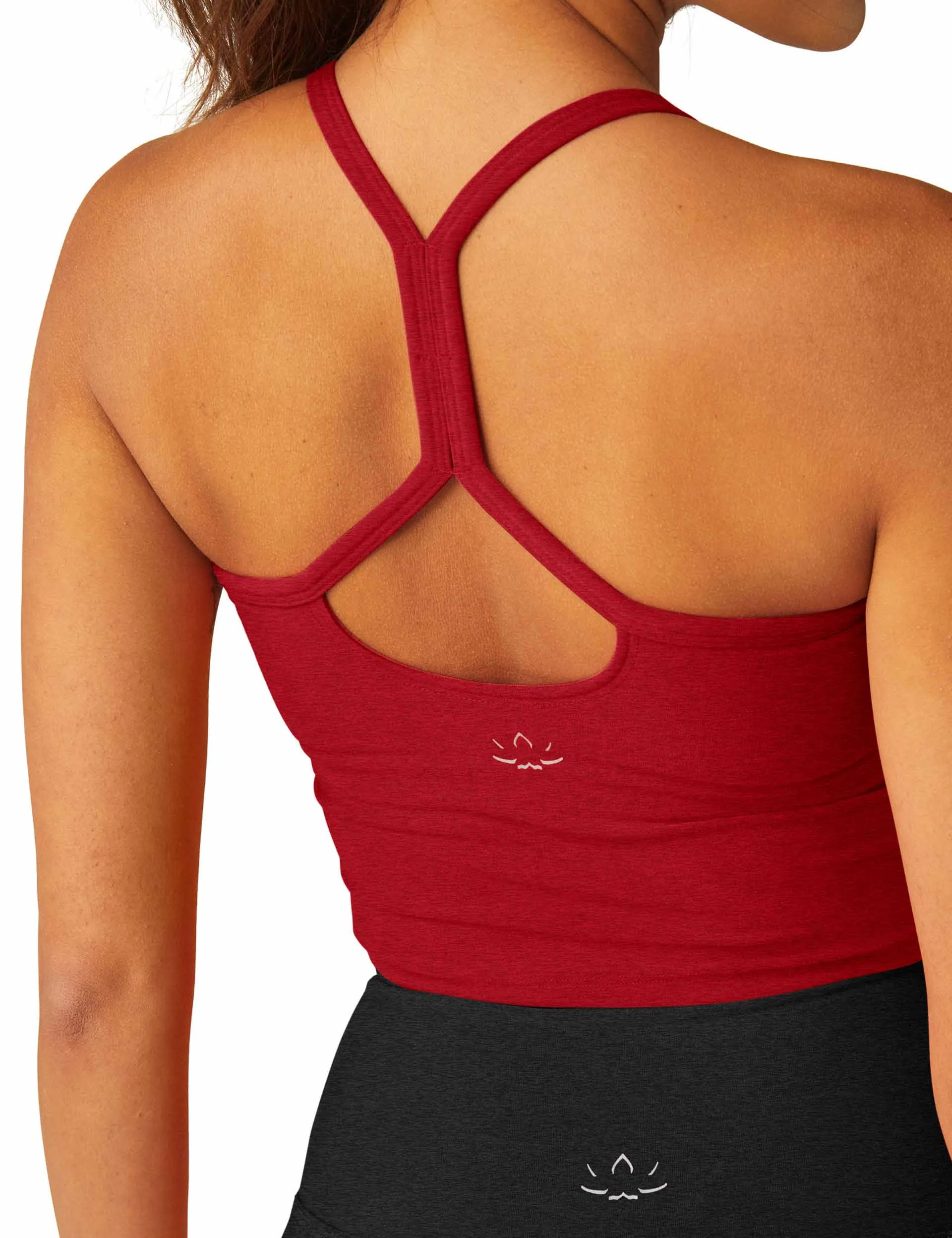 SPACEDYE SLIM RACERBACK CROPPED TANKRUBY RED HEATHER