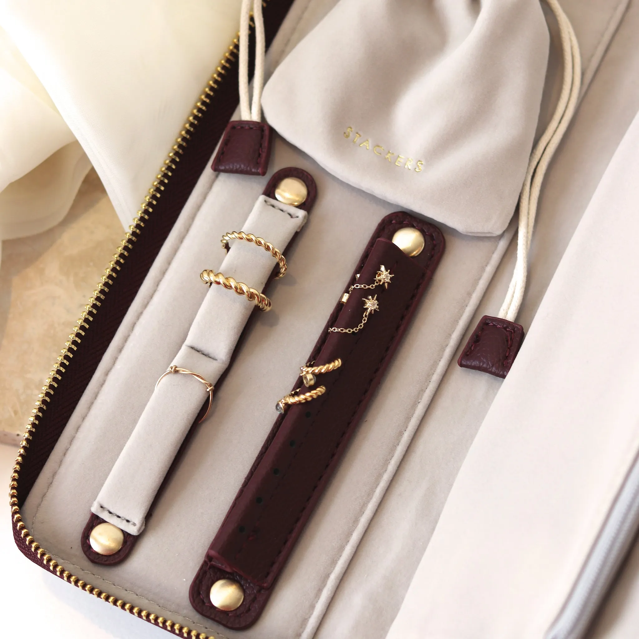 Stackers Burgundy Jewellery Travel Roll