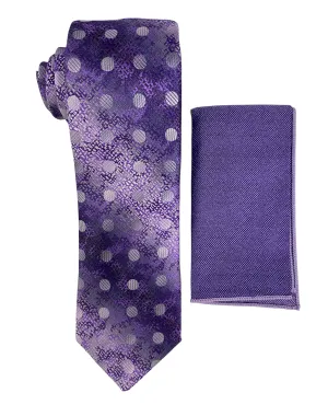Stacy Adams Polka Dot Tie and Handkerchief - Purple