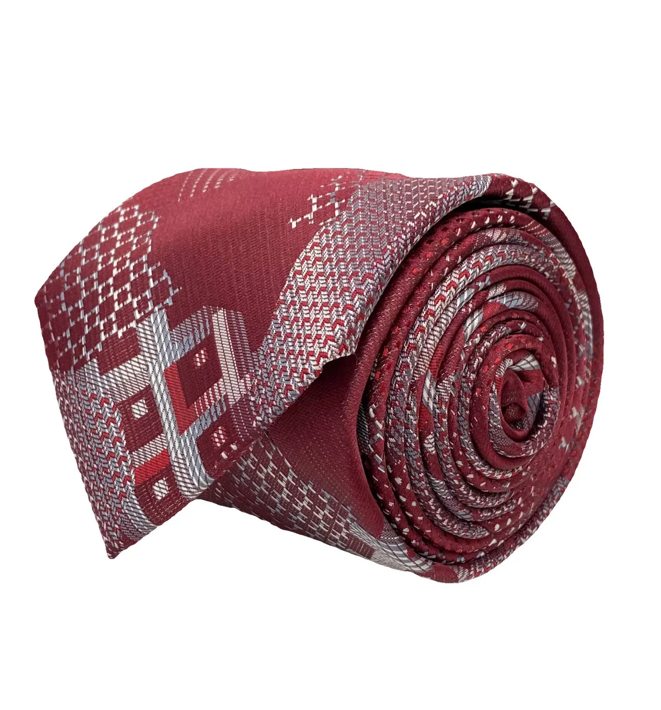 Stacy Adams Tie and Handkerchief - Maroon Fusion T62