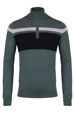 Stripe Half-Zip Wool Ski Sweater