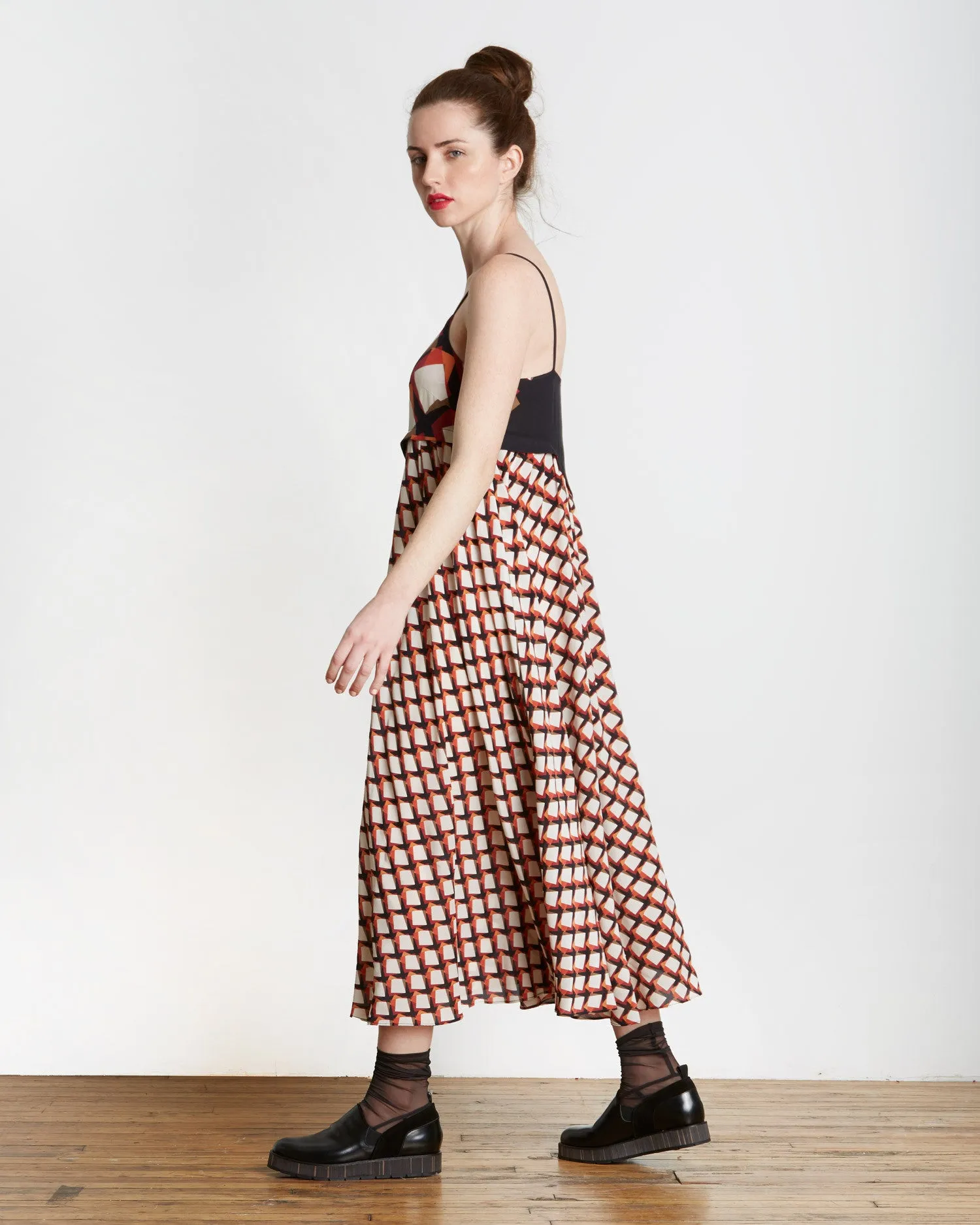 Suno Pleated Underlay Silk Maxi Dress