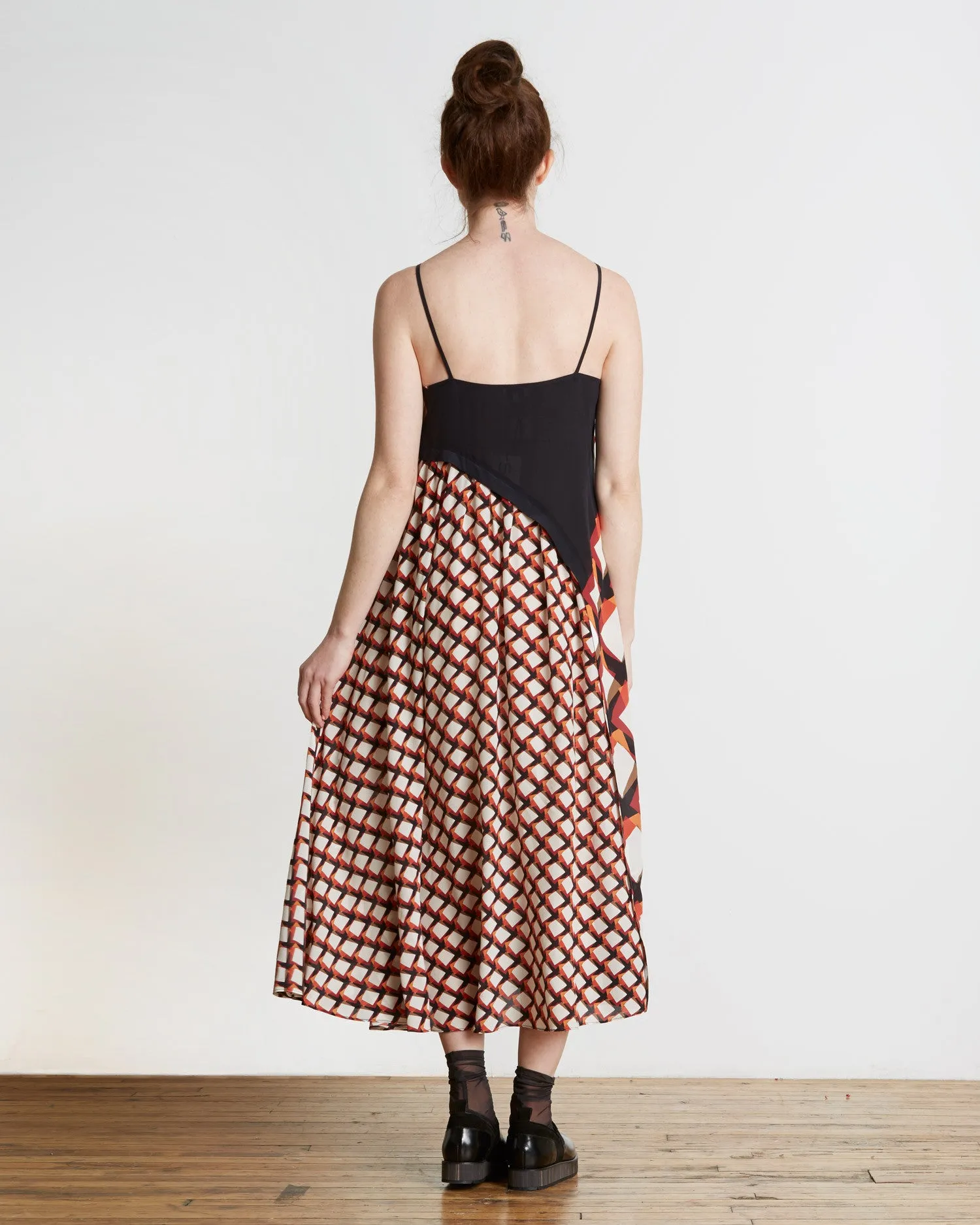 Suno Pleated Underlay Silk Maxi Dress