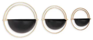 Tobins Black/Gold Finish Wall Planter (Set of 3)