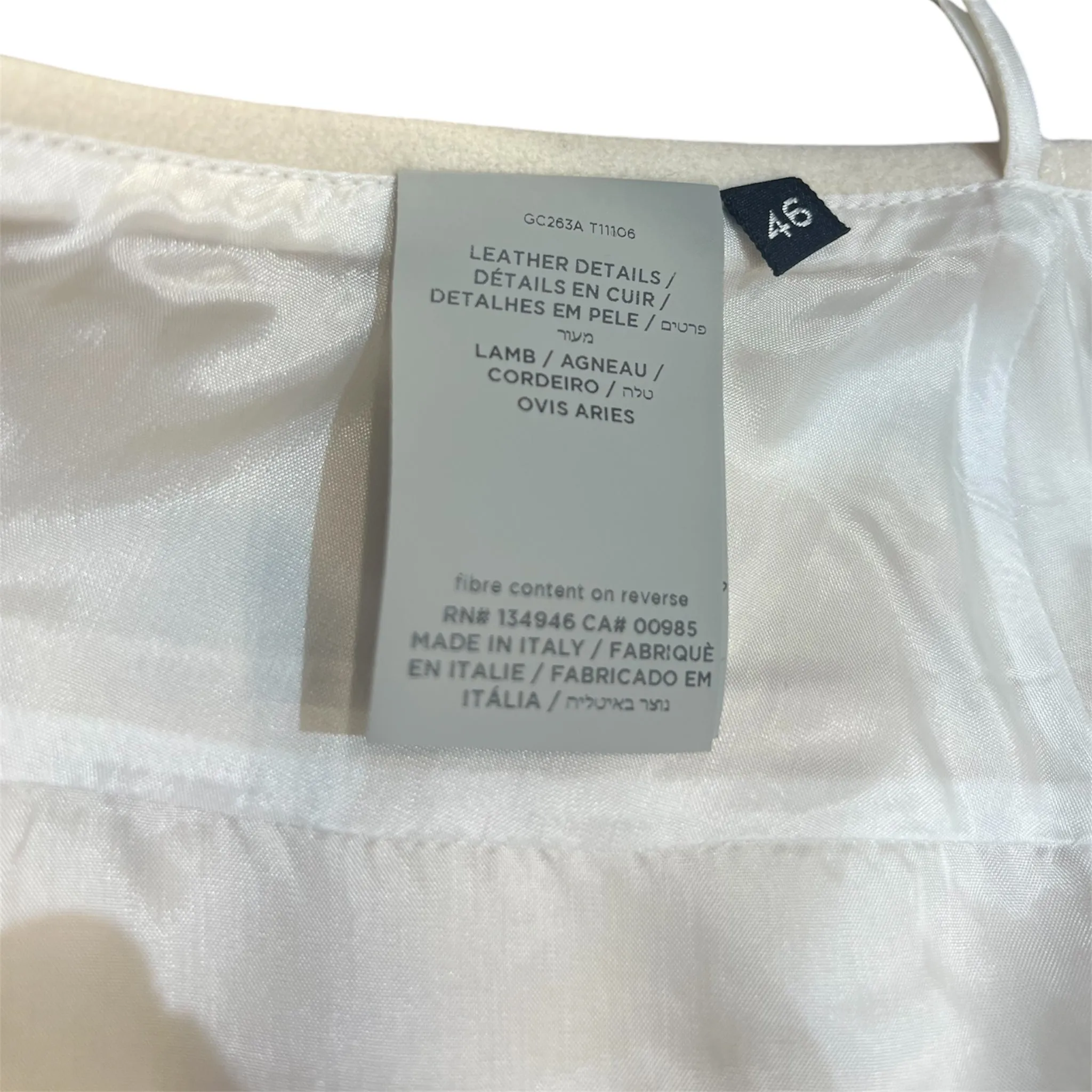 Tom Ford 2000's Cream Fleece Wool Skirt w/Black Lambskin Leather Trim, NWT