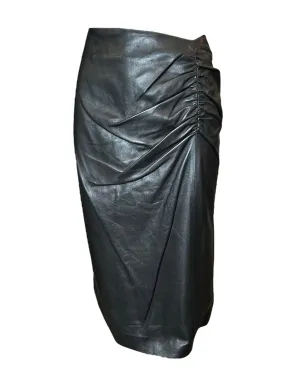 Tom Ford for Gucci Y2K Ruched Waist Crinkle Leather Skirt, NWT