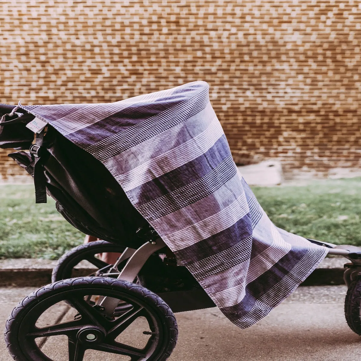 Travel Blanket - Black and White Mixed Gingham