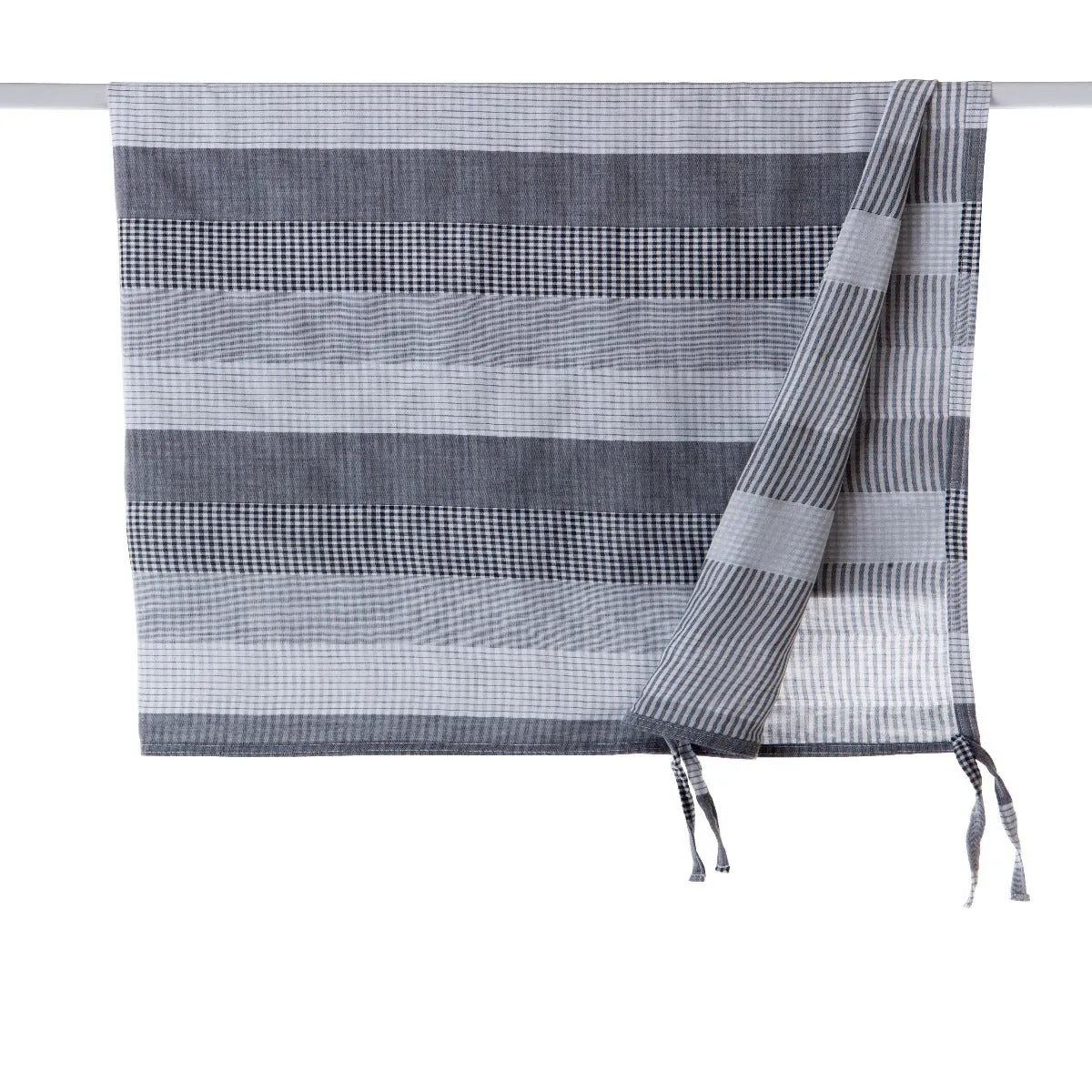 Travel Blanket - Black and White Mixed Gingham