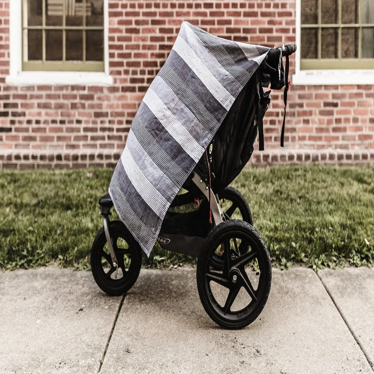 Travel Blanket - Black and White Mixed Gingham