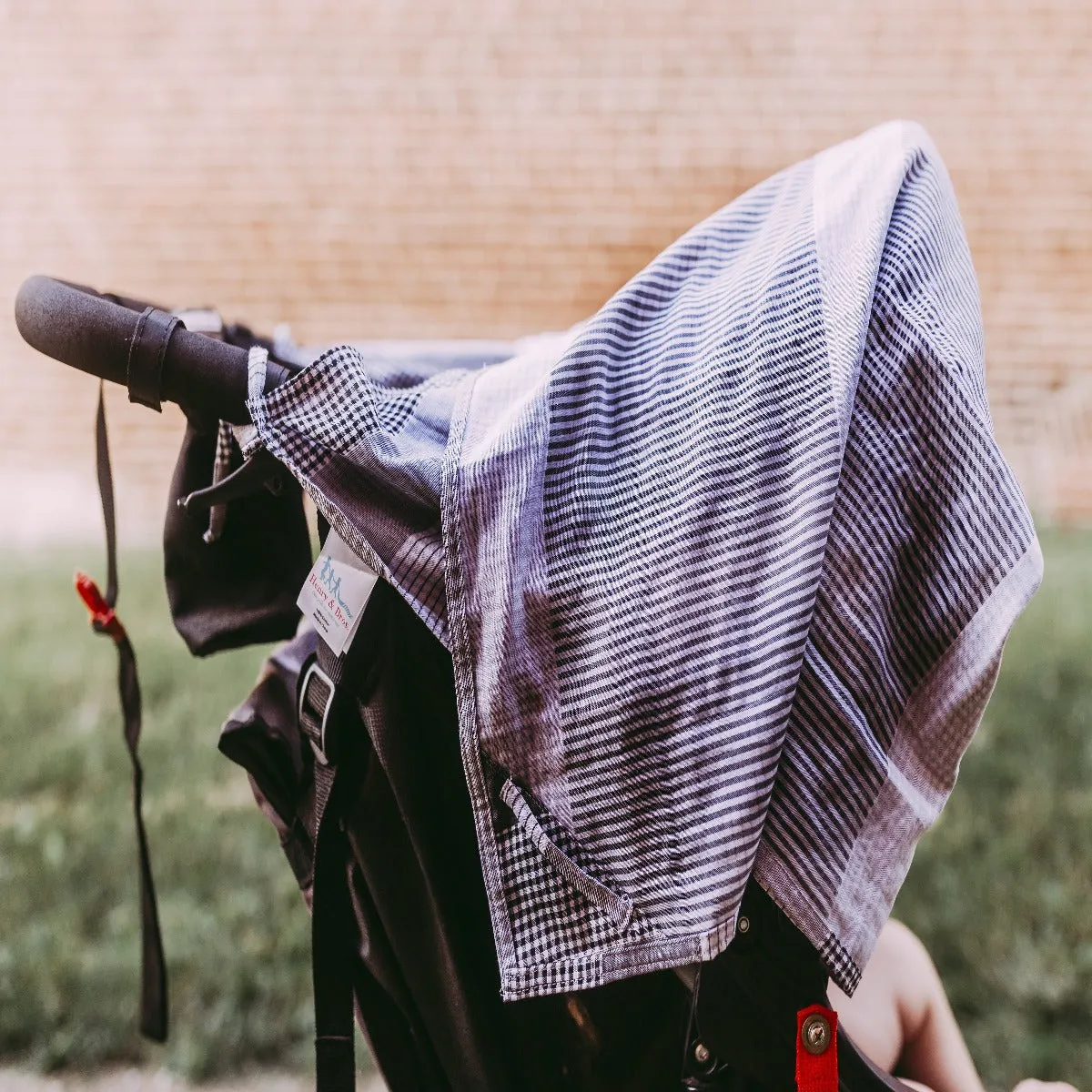 Travel Blanket - Black and White Mixed Gingham