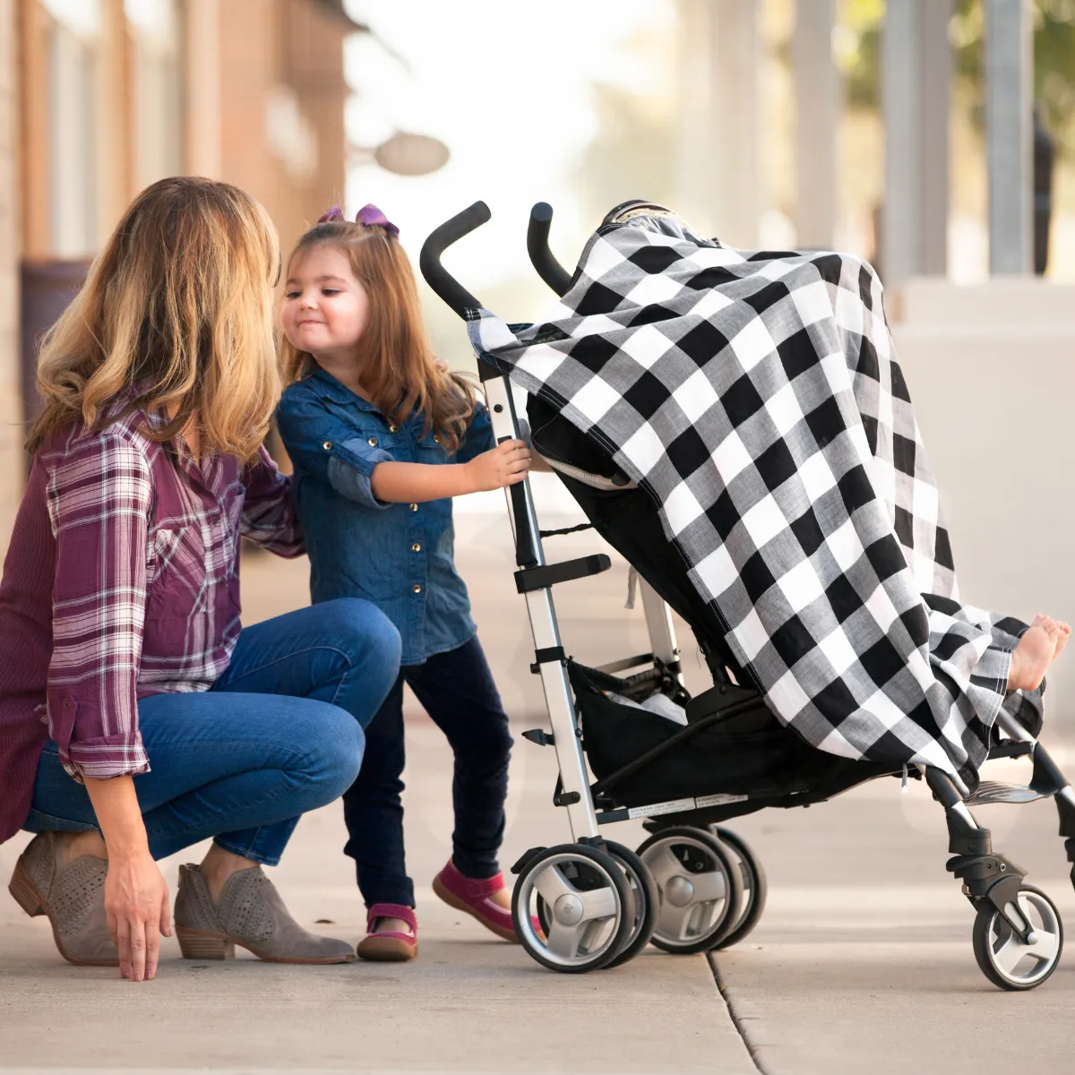 Travel Blanket - Monochrome Gingham