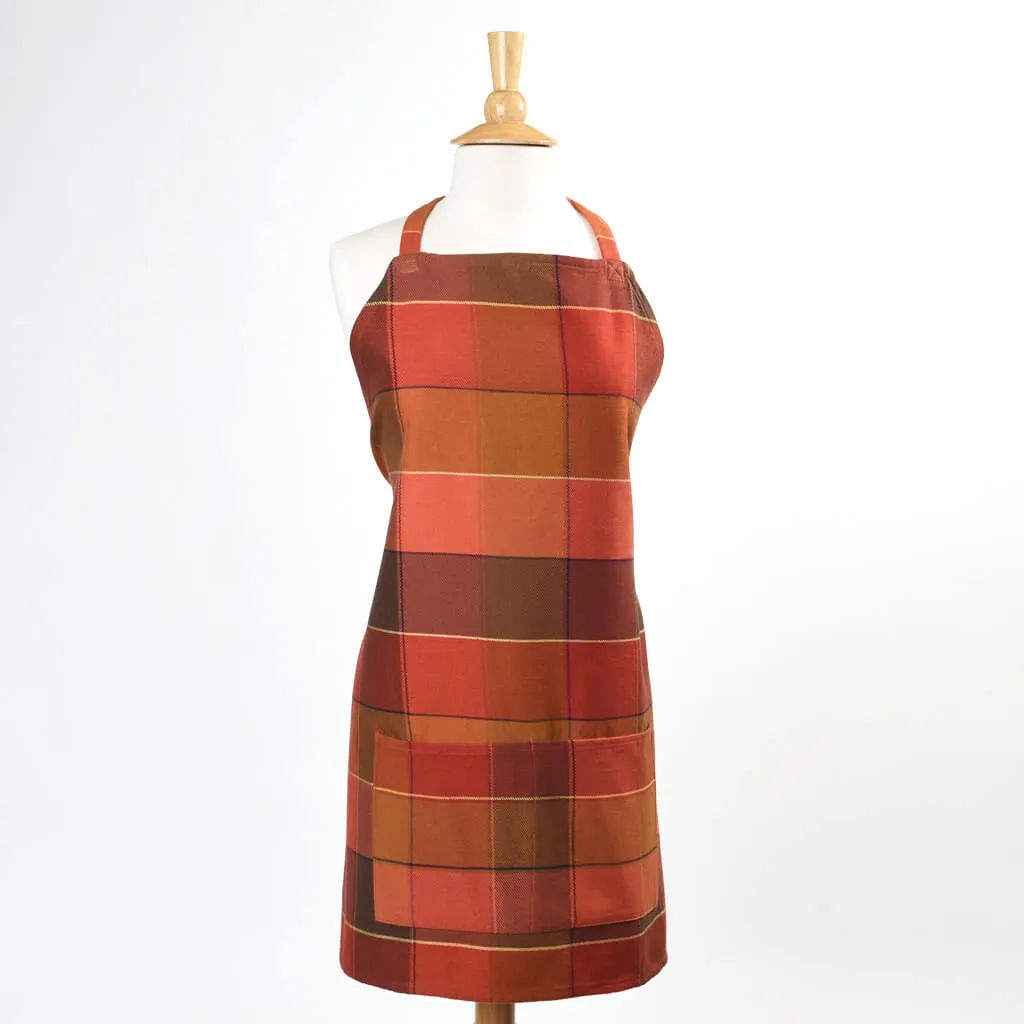 Twill Bib Apron | Pumpkin Plaid