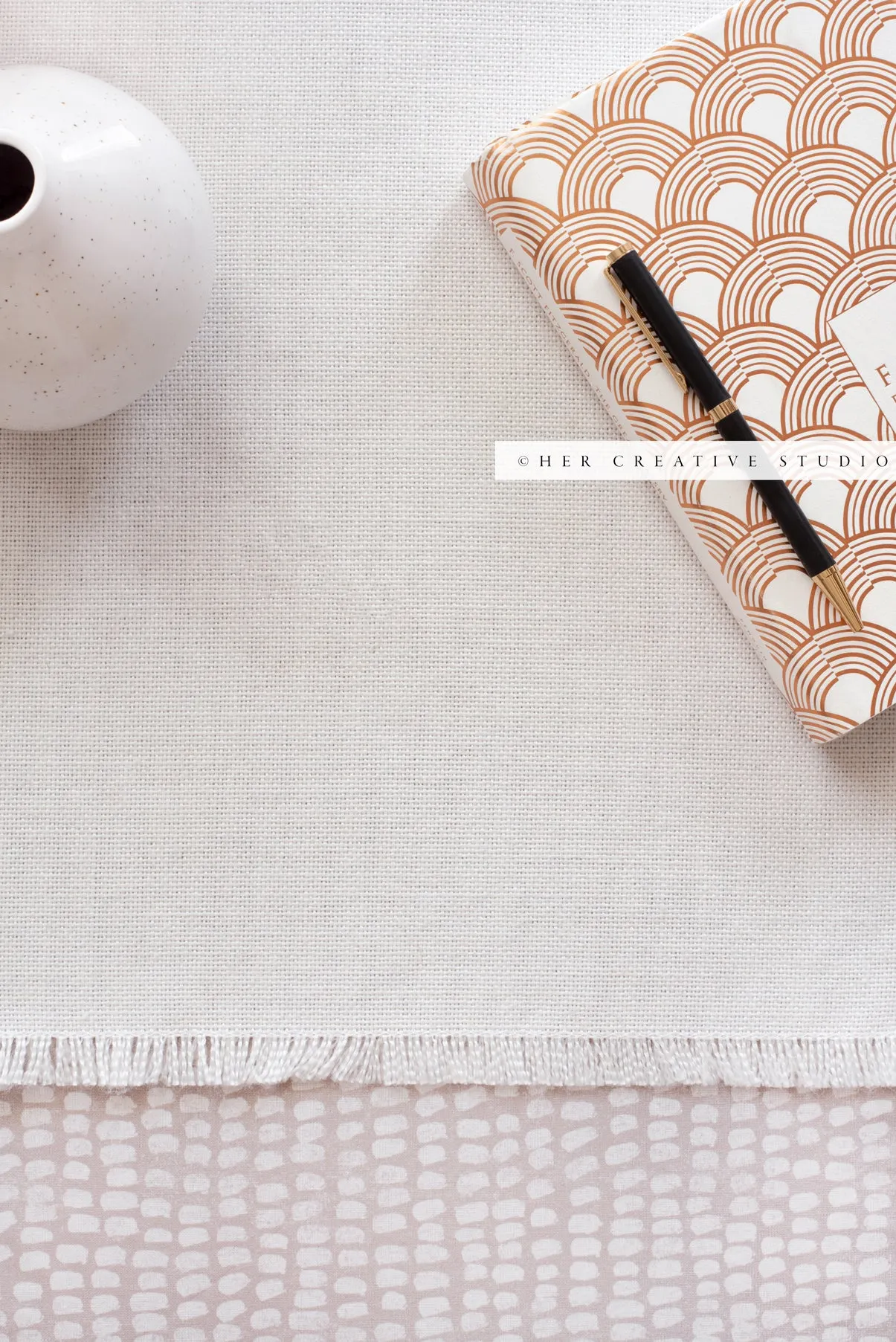 Vase, Black Pen & Notebook, Stock Image