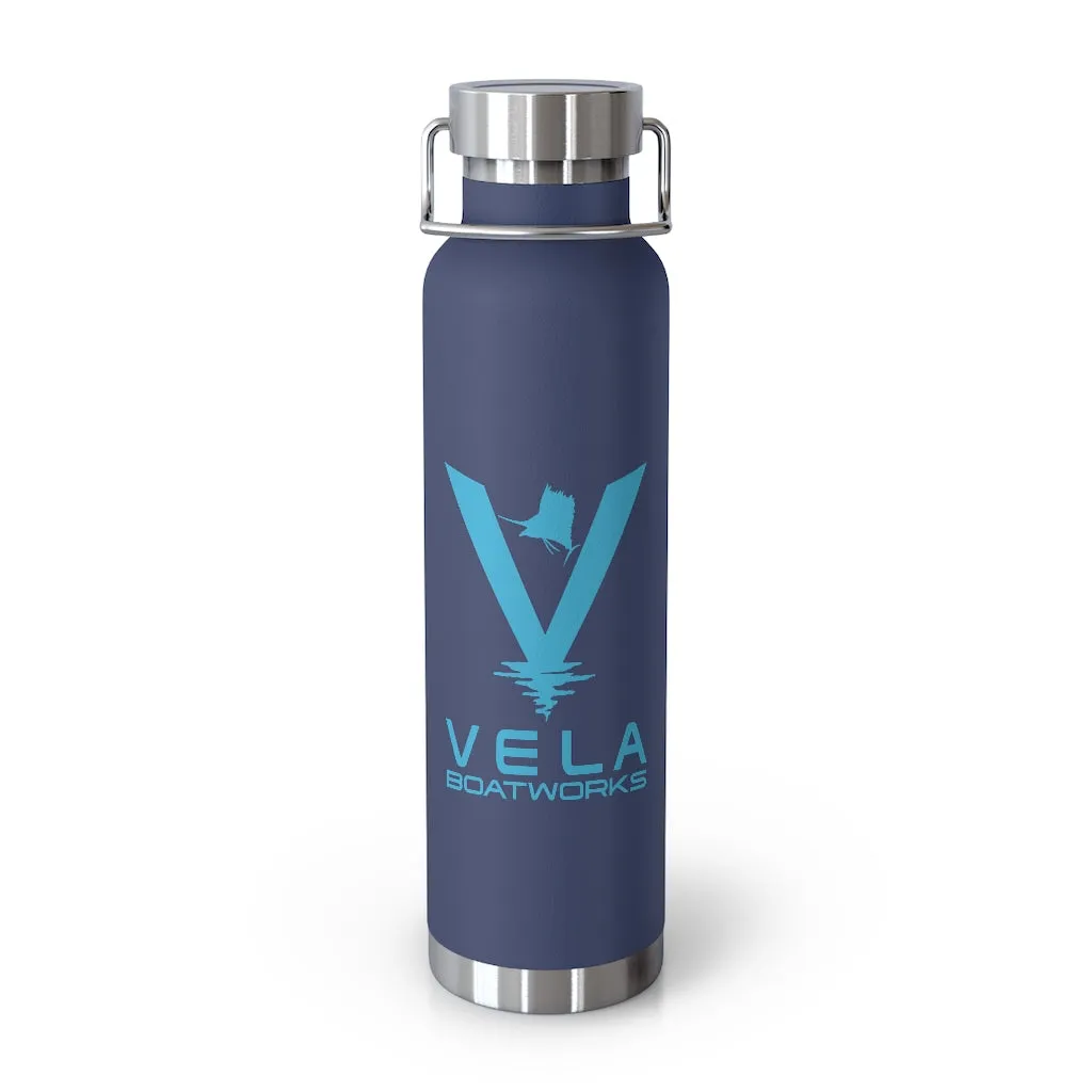 Vela Blue Logo 22oz Vacuum Insulated Bottle