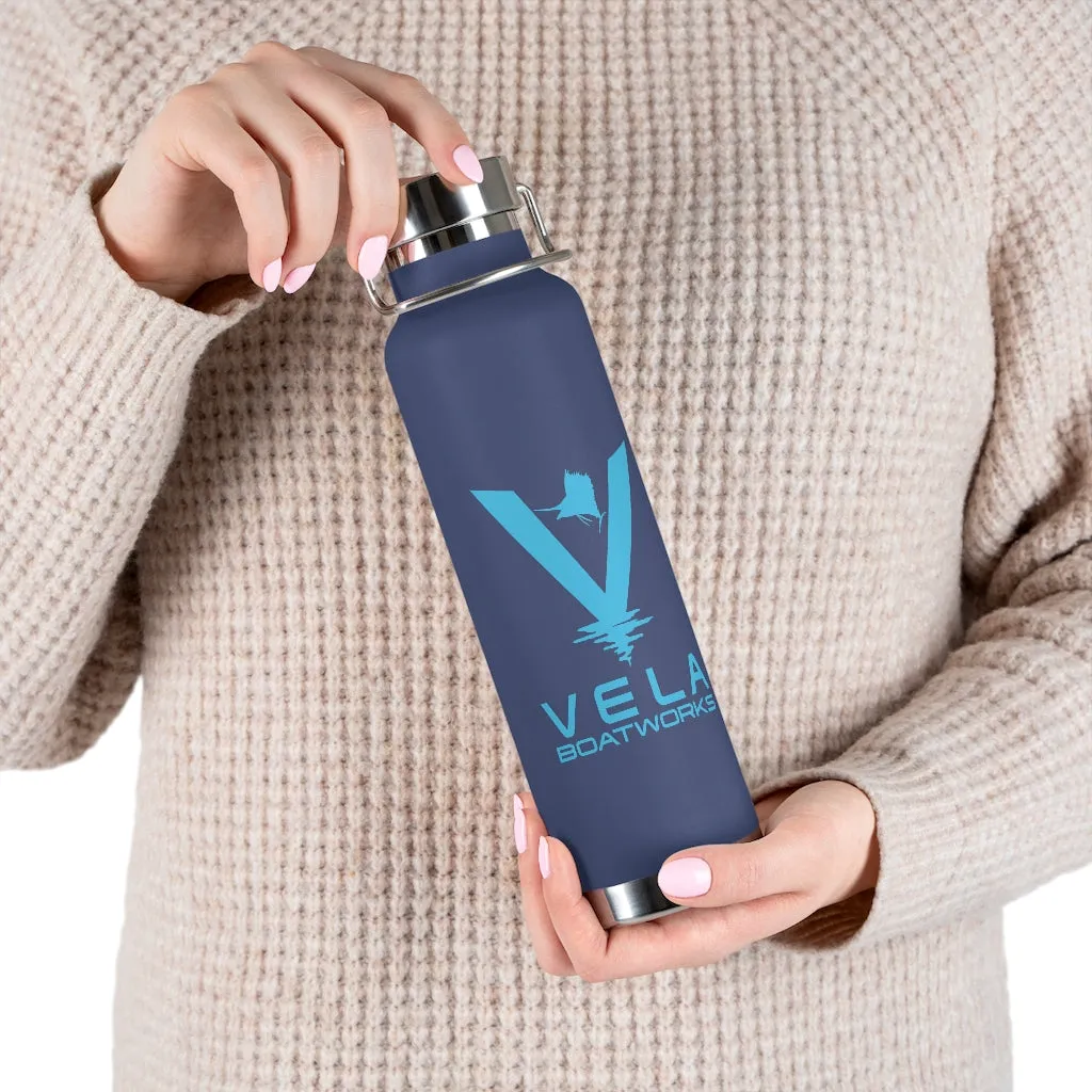 Vela Blue Logo 22oz Vacuum Insulated Bottle