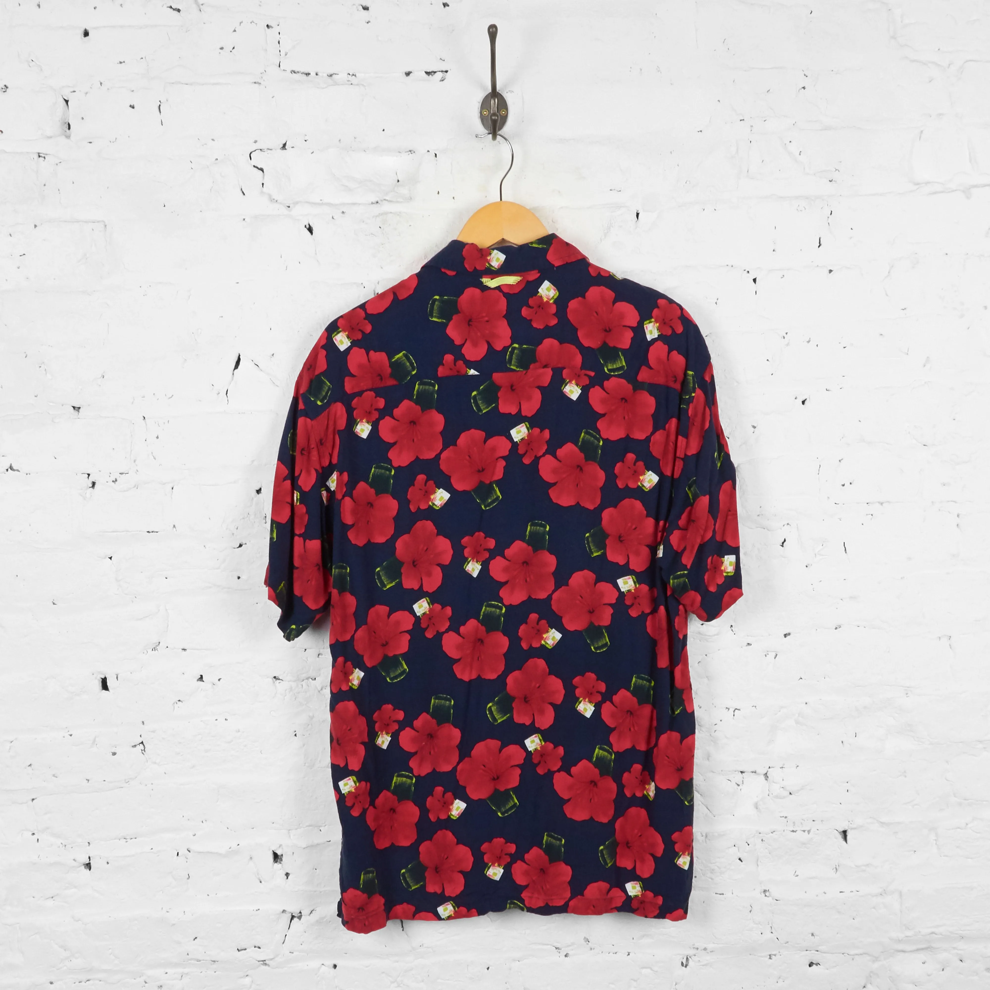 Vintage Nautica Floral Patterned Shirt - Red/Navy/Yellow - M