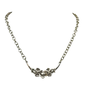 Vintage Reproduction Silver Floral Crescent Necklace