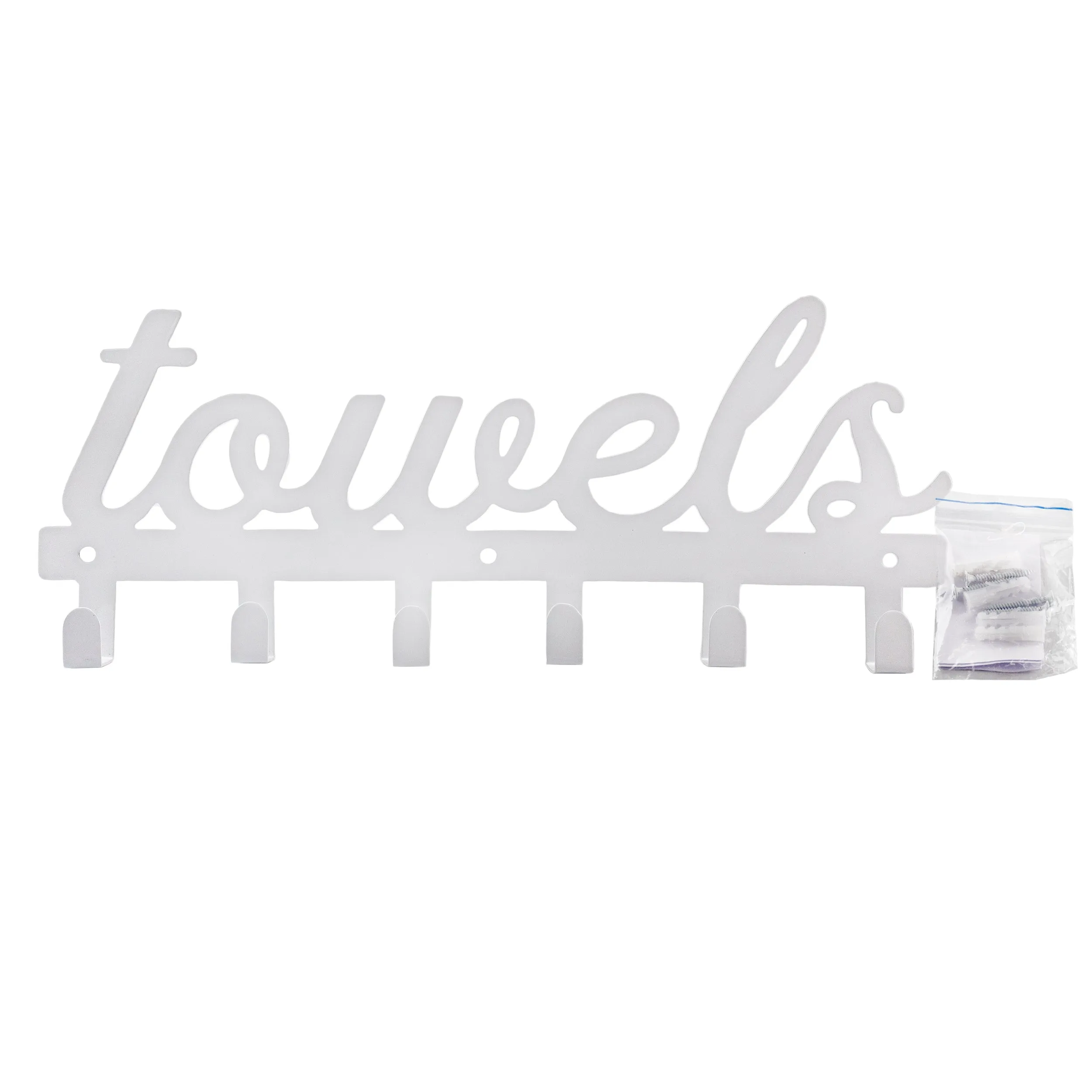 White Towel Hanger w/6 Hooks (Case of 30)