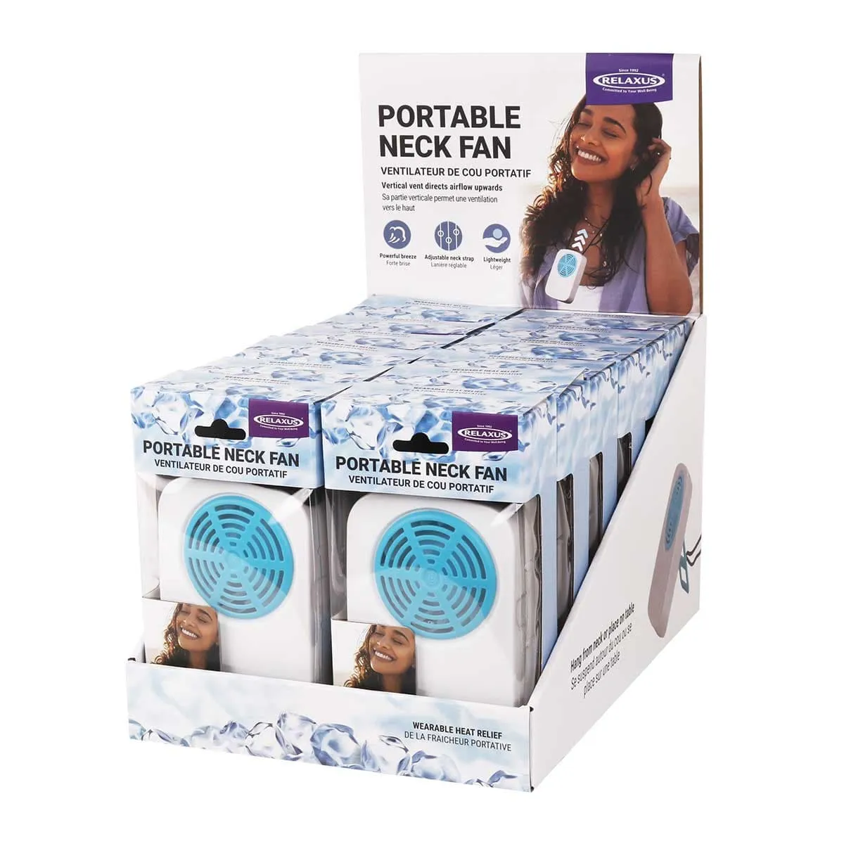 Wholesale Portable Neck Fan - Displayer of 12