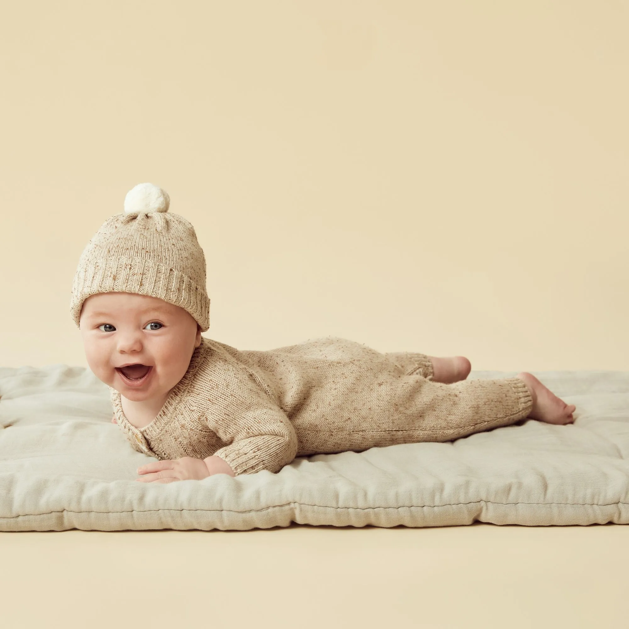 Wilson   Frenchy Knitted Cable Growsuit - Almond Fleck