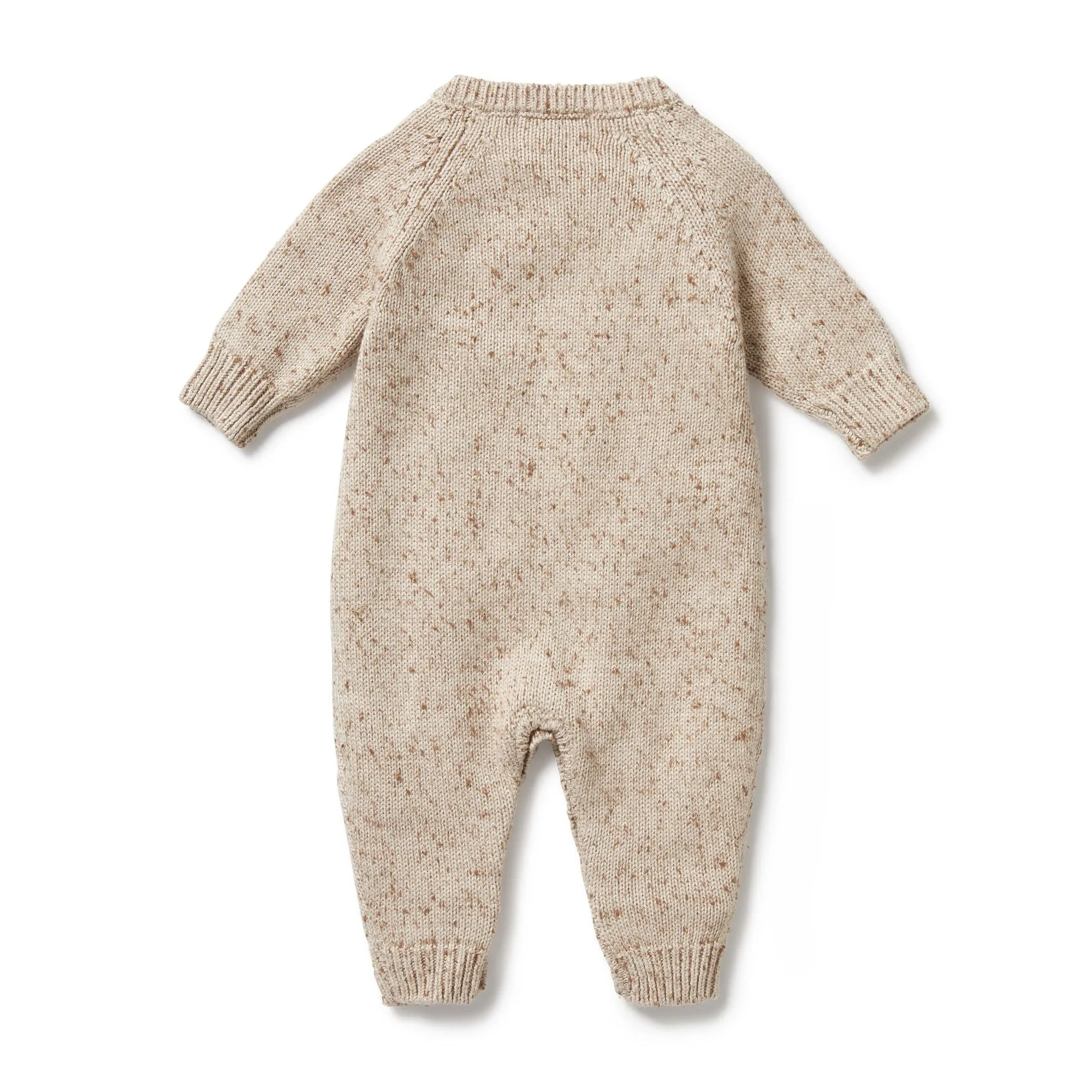 Wilson   Frenchy Knitted Cable Growsuit - Almond Fleck