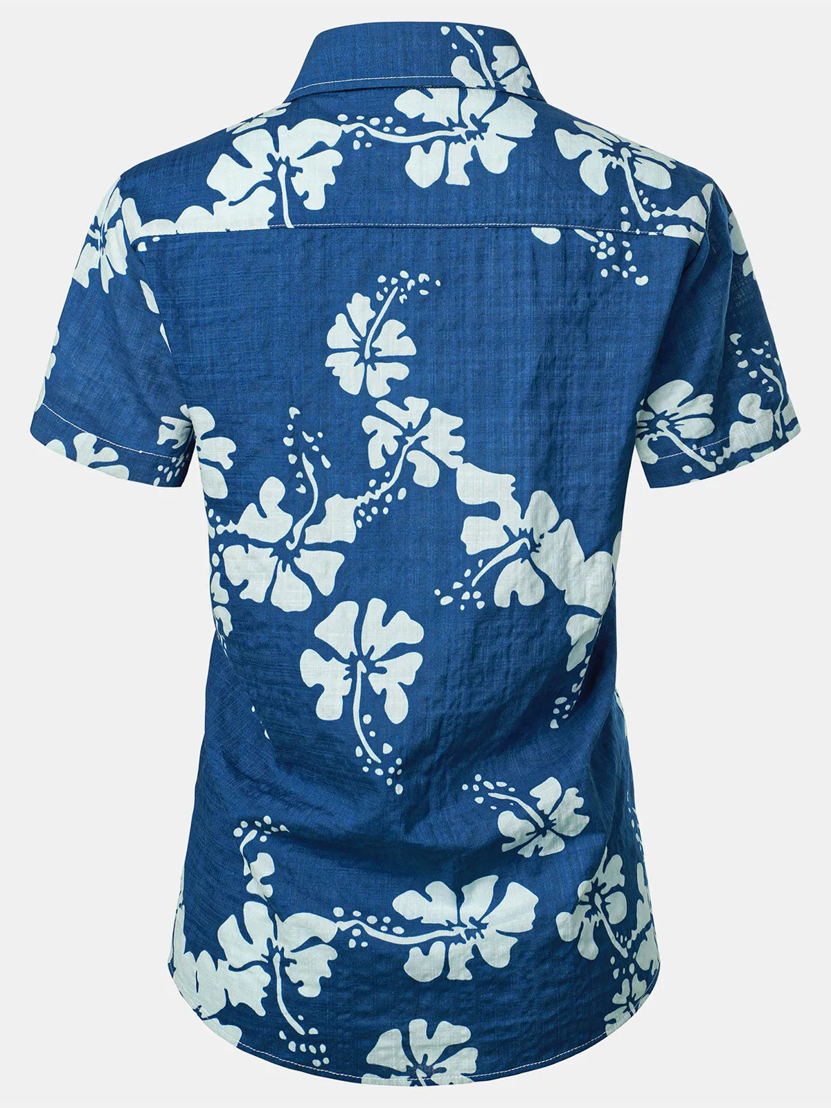 Women's Floral Print Blouse Flower Hawaiian Cotton Summer Aloha Short Sleeve Shirt