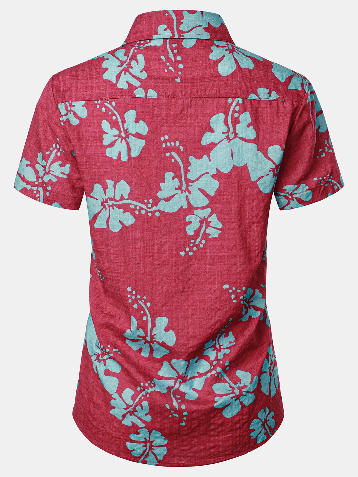 Women's Floral Print Blouse Flower Hawaiian Cotton Summer Aloha Short Sleeve Shirt