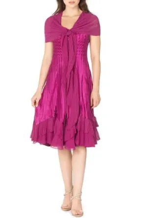 Women's Komarov | Shawl Sleeveless A-Line Cocktail Dress | Magenta