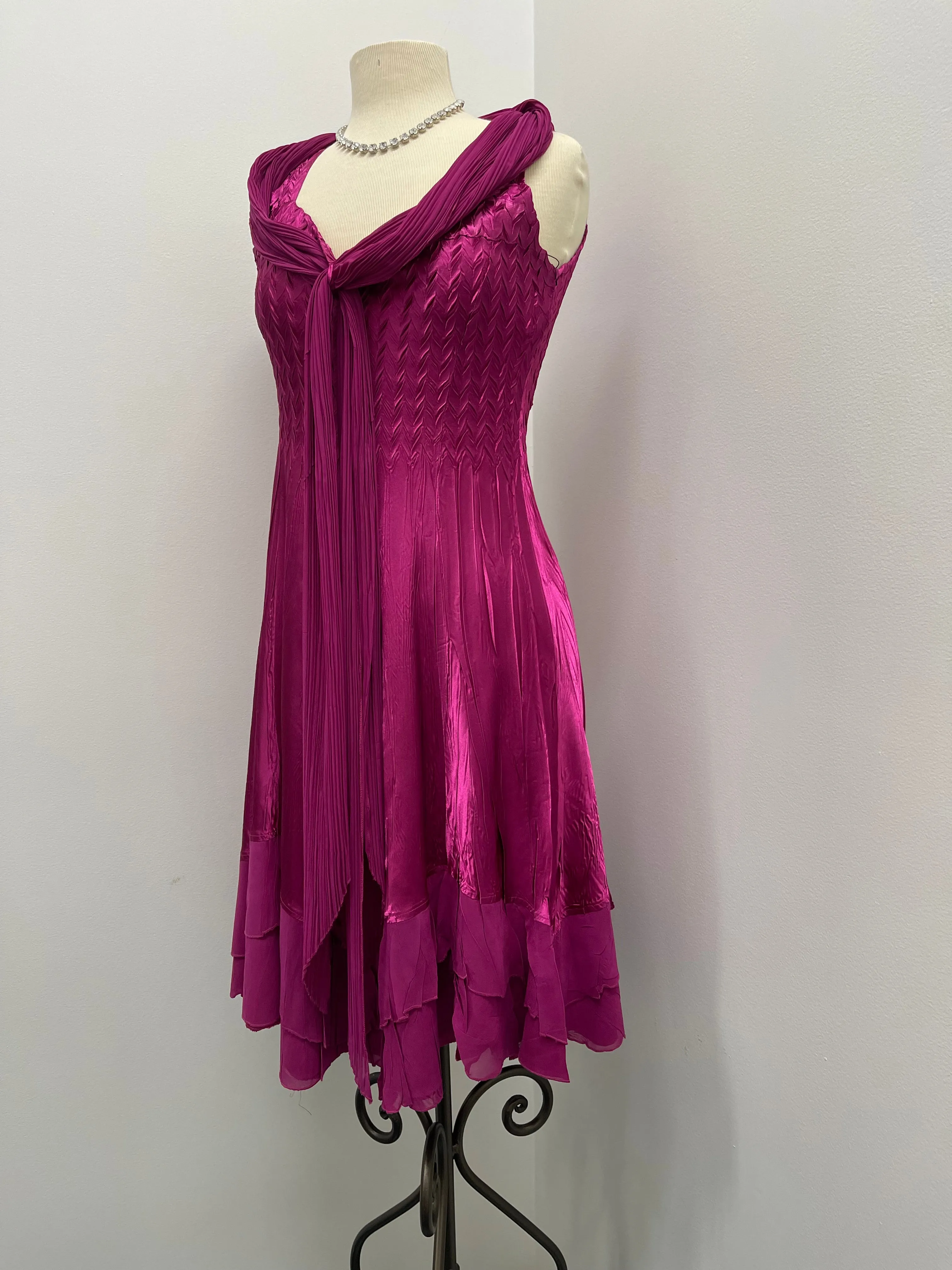 Women's Komarov | Shawl Sleeveless A-Line Cocktail Dress | Magenta