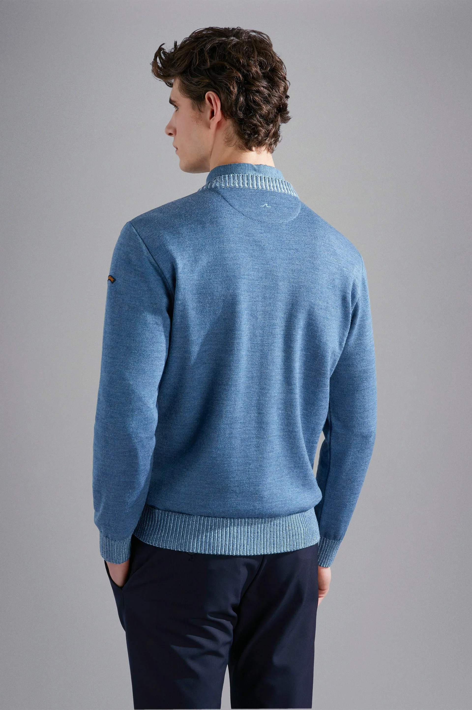 Wool Crewneck Sweater with Contrast