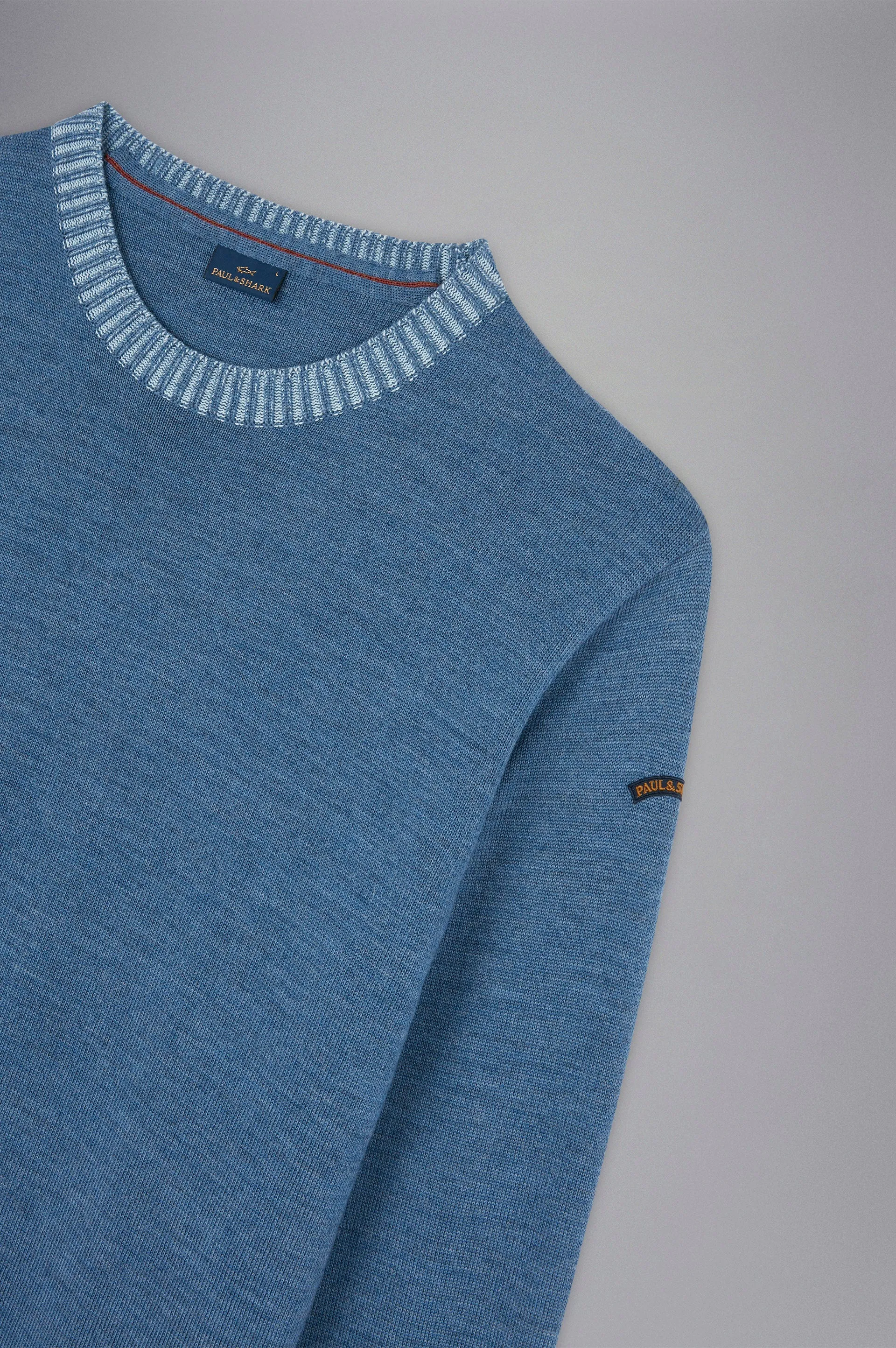 Wool Crewneck Sweater with Contrast