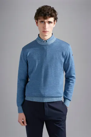 Wool Crewneck Sweater with Contrast