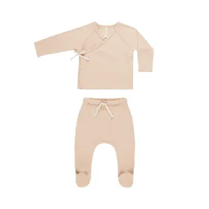 Wrap Top   Footed Pants Set | Shell
